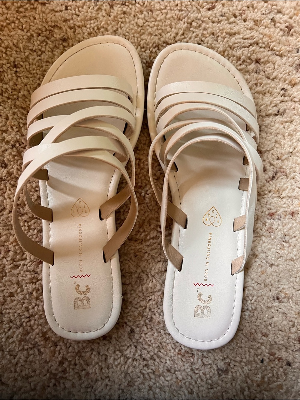 BC Footwear white Multi-Strap Slide Sandals